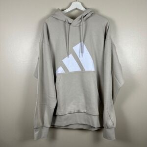 Adidas‎ Men's XL Hoodie Wonder Alumina Beige Big Logo Fleece Blokecore y2k NEW